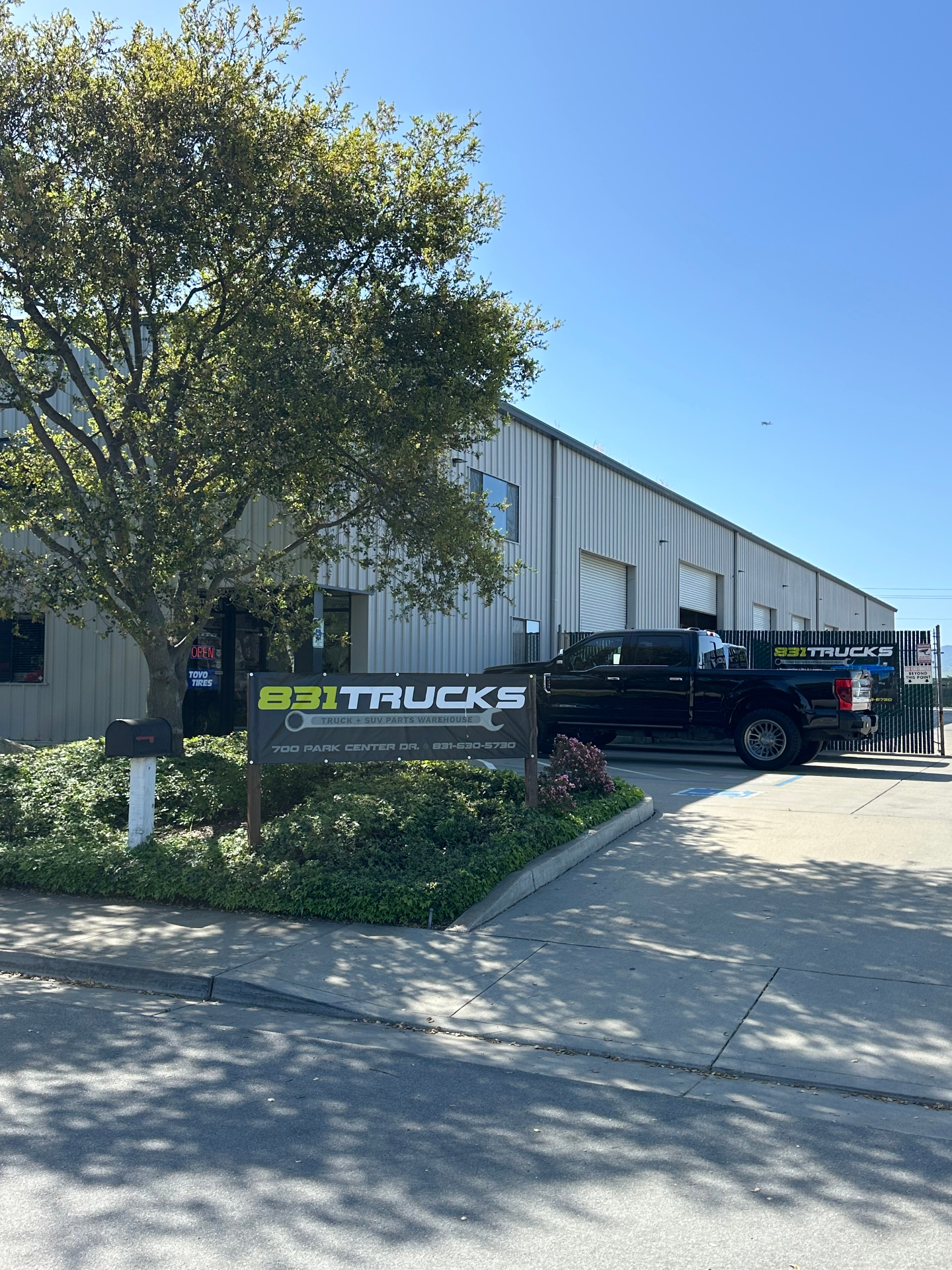 Exterior of the 831 Trucks shop in Hollister, California